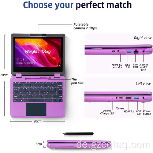 11,6-Zoll-Intel-2-in-1-Laptop mit Touchscreen